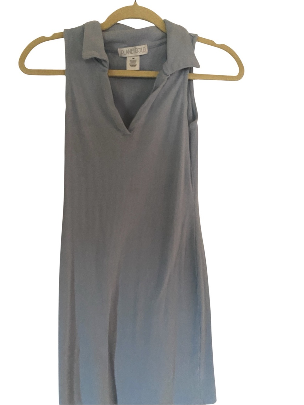 Blue Sleeveless Collared Shift Dress